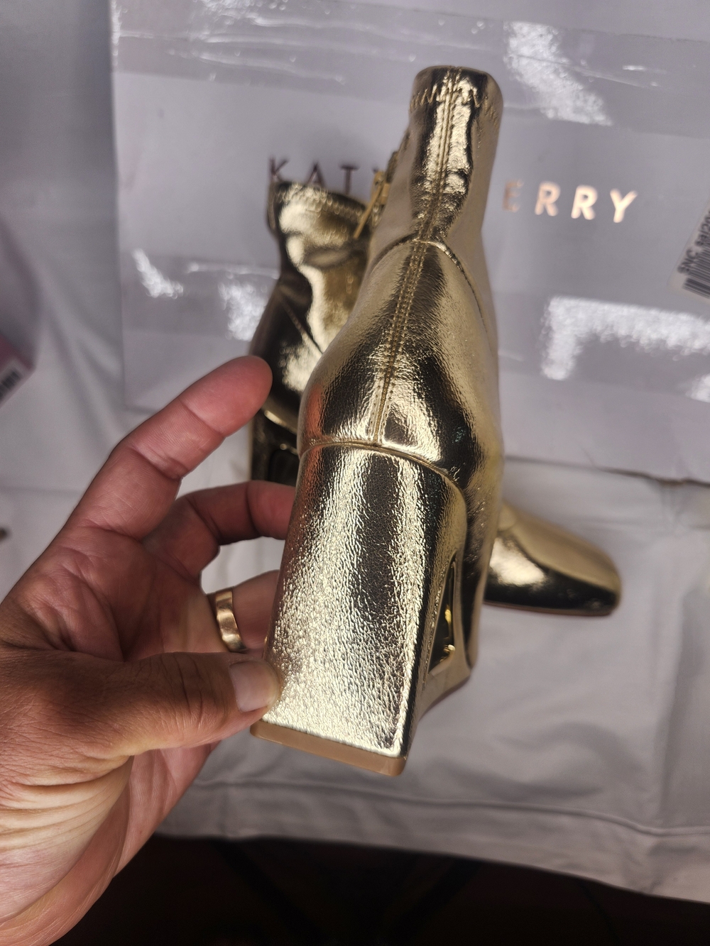 Katy Perry Collections Metallic Gold Ankle Boots - Picture 3 of 6